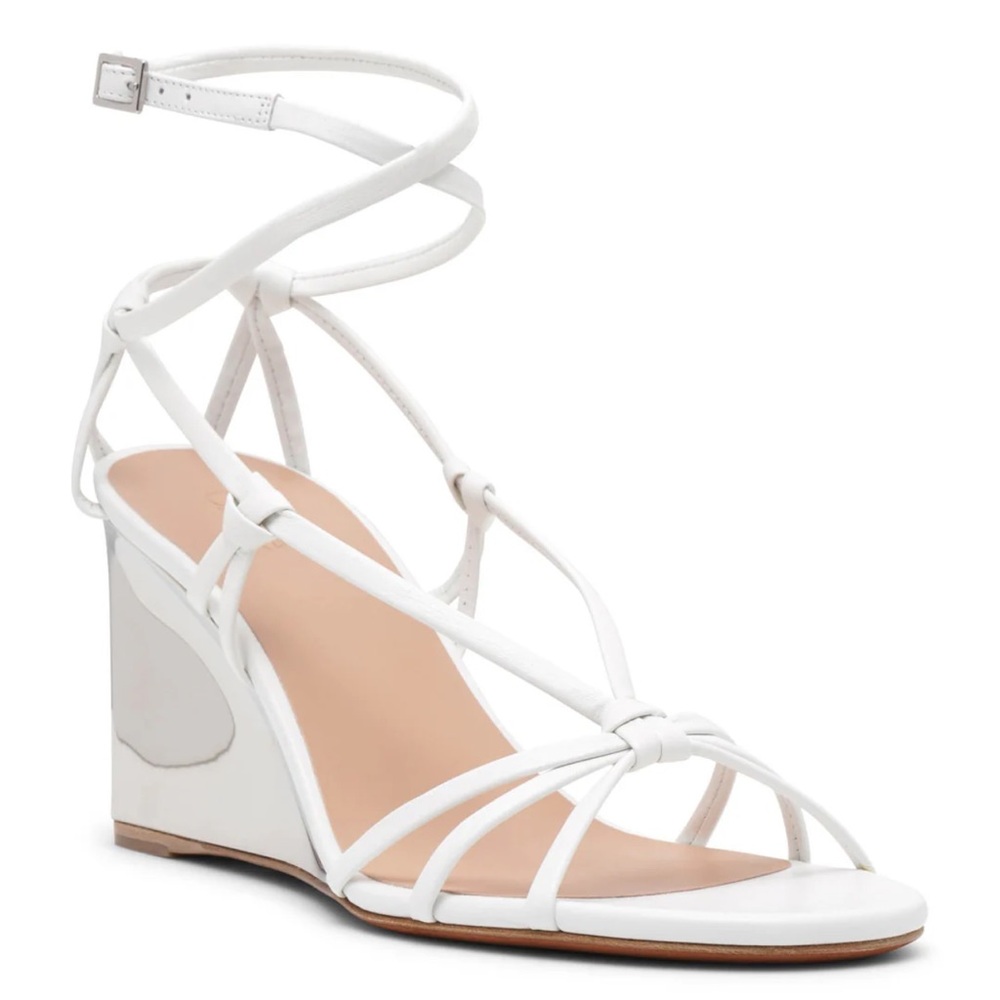 Chloe Rebecca white leather wedges